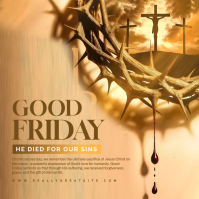 Orange Illustrative Good Friday Square Quadrado (1:1) template