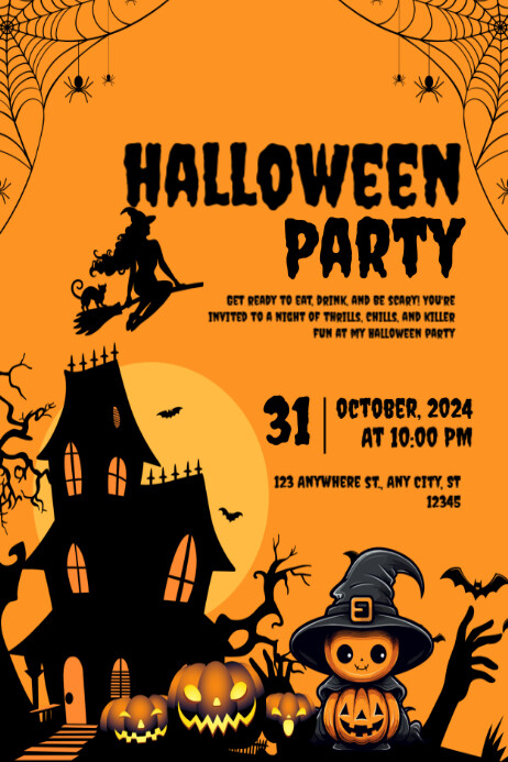 Plantilla de Orange Illustrative Halloween Party Poster | PosterMyWall