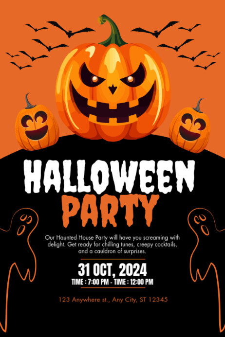Copy of Orange Illustrative Halloween Party Poster | PosterMyWall