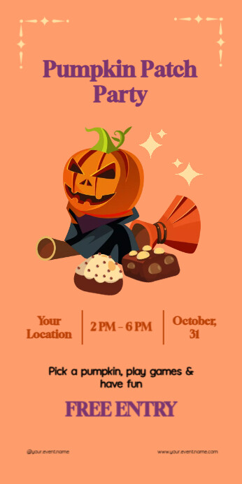 Orange Illustrative Halloween Party Roll Up Banner Template | PosterMyWall