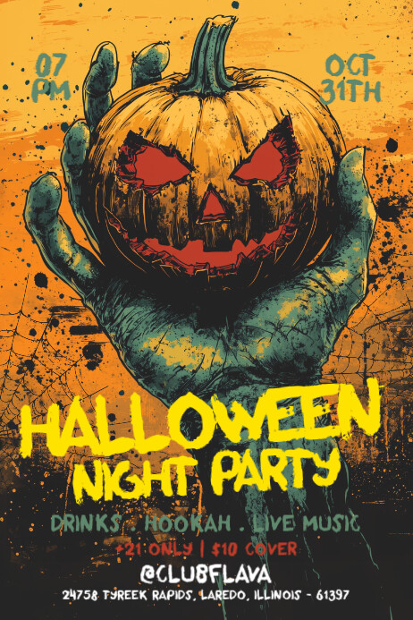 Copy of Orange Illustrative Halloween Poster | PosterMyWall