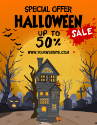 Orange Halloween Sale Løbeseddel Template