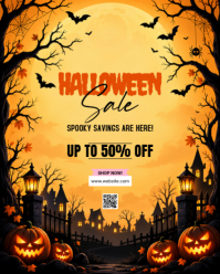 Orange Halloween Sale Instagram Portrait Template