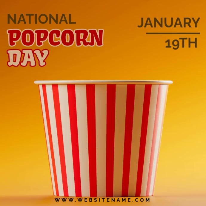 Orange Illustrative Happy National Popcorn Day Instagram Post Template ...