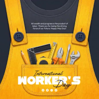 Orange Illustrative International Worker's Day Square Video Quadrat (1:1) template