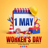 Orange Illustrative International Worker's Day Square template