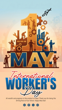 Orange Illustrative International Workers' Day Instagram Story template