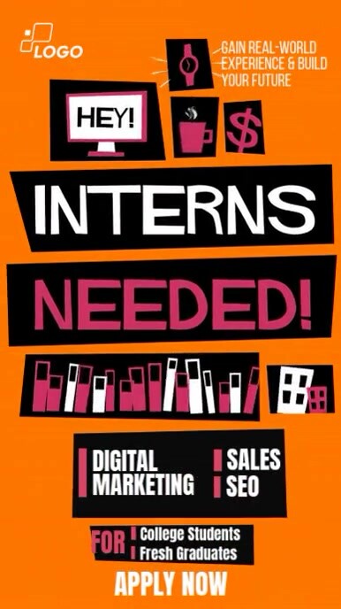 Orange Illustrative Internship Program Instagram Reel template