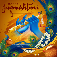 Orange Janmashtami Celebration Pos Instagram Template