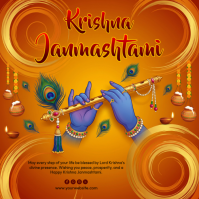 Orange Krishna Janmashtami Instagram-bericht Template