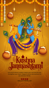 Orange Krishna Janmashtami Instagram-verhaal Template