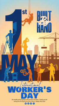 Orange Illustrative Labor Day Celebration Instagram Story template