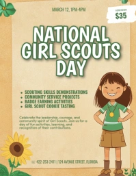 Orange Illustrative National Girl Scout Day Celebration Event Flyer (us Letter) template