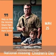 Orange Illustrative National missing children โพสต์บน Instagram template