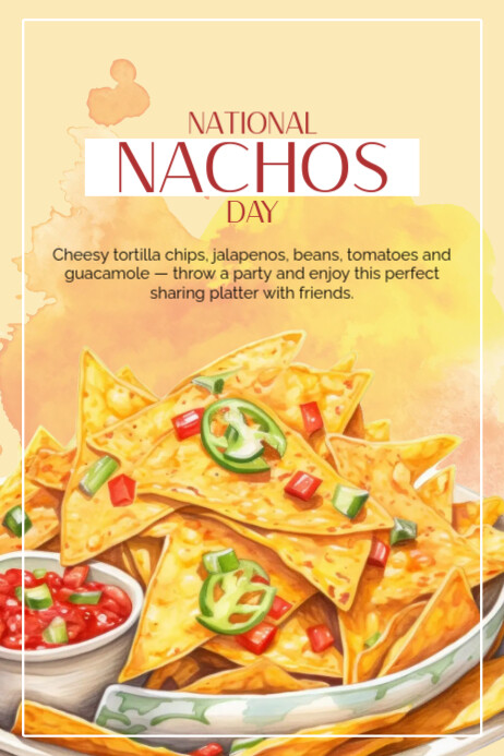 Orange Illustrative National Nachos Day Poster Cartaz template
