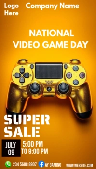 Orange Illustrative National Video Game Day Business Card Ikhadi Lebhizinisi template