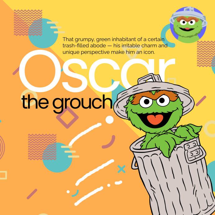 Orange Illustrative Oscar The Grouch Day Ins Template | PosterMyWall