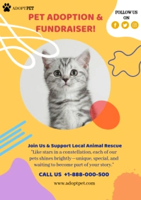 Orange Illustrative Pet Adoption & Fundraiser Design A5 template