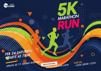 Orange Illustrative Run & Walk Event Postcard Postkarte template