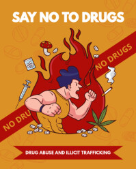 Orange Illustrative Say No To Drugs Instagram Portrait template
