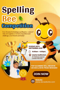 Orange Illustrative Spelling Bee Competition  Poster Plakat template