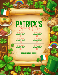 Orange Illustrative St. Patrick's Day Menu Flyer template