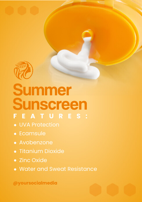 Orange Illustrative Summer Sunscreen A4 Template | PosterMyWall