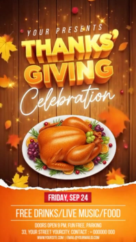 Orange Illustrative Thanksgiving Celebration Instagram Story template