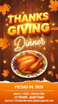 Orange Illustrative Thanksgiving Dinner Invitation Instagram Story Indaba yaku-Instagram template