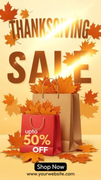Orange Illustrative Thanksgiving Sale Digital Display (9:16) template