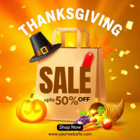 Orange Illustrative Thanksgiving Sale Instagram Post template