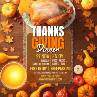 Orange Thanksgiving Dinner Instagram 帖子 Template
