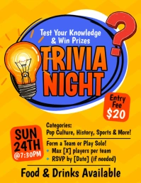 Orange Illustrative Trivia Night Flyer (us Letter) template