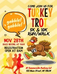 Orange Illustrative Turkey Trot Flyer (us Letter) template
