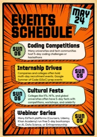 Orange Illustrative Upcoming Events A5 template