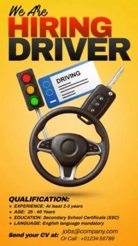 Orange Illustrative We Are Hiring Driver Ad Instagram Story template