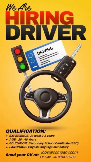 Driver Advert Orange Illustrative We Are Hiring Driver Ad Instagram Story Template ...