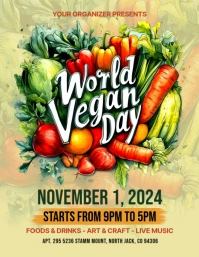 Orange Illustrative World Vegan Day Flyer (us Letter) template