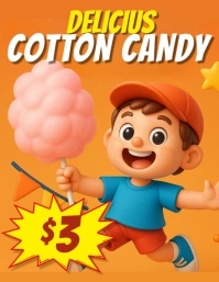 Orange Illustrativo Cotton Candy Volantino (us Letter) Flyer (Letter pang-US) template