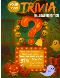 orange Illustrativo  Trivia Halloween Edition Volantino (us Letter) template