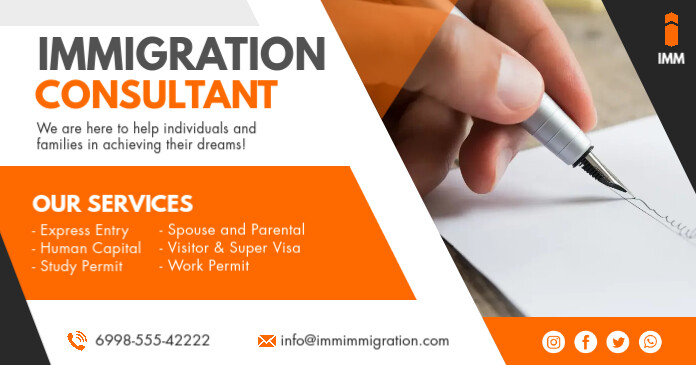 Orange Immigration Service Facebook Post Template | PosterMyWall