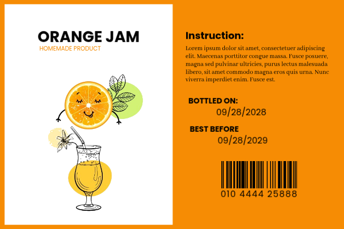 Orange Jam Label Design Labels Template | PosterMyWall