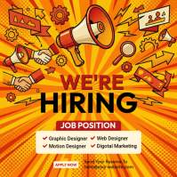 Orange Job Hiring Announcement Instagram Post template