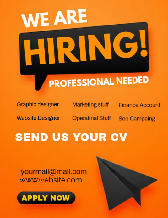 Orange Job Recruitment Flyer Template | PosterMyWall