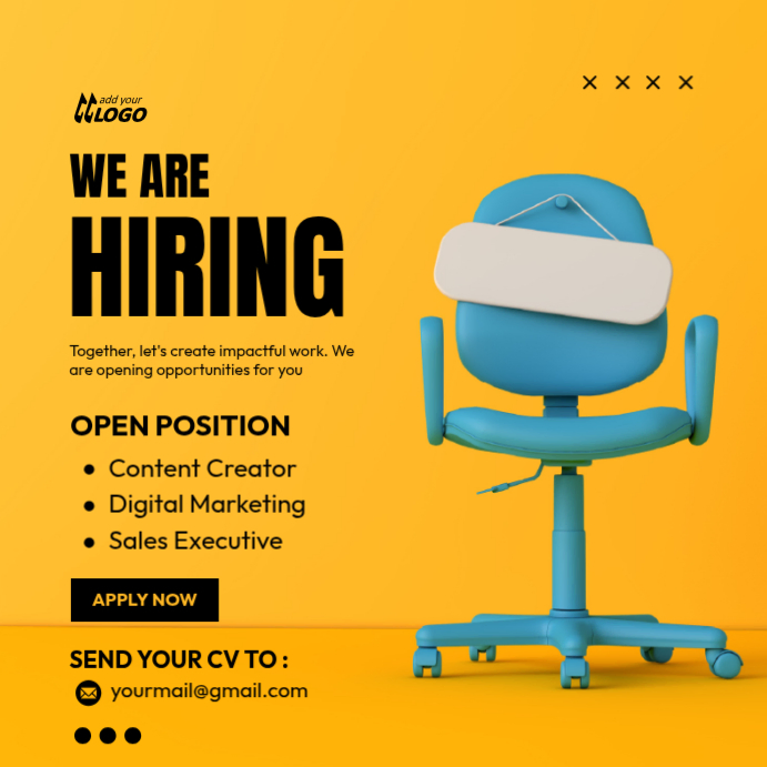 Orange Job Recruitment Instagram Post Template | PosterMyWall