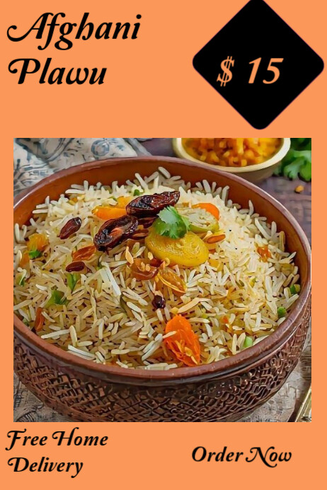 Orange Joyful Afghani Plawu Poster template
