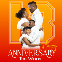 Orange Joyful Anniversary Celebration Instagram Post template