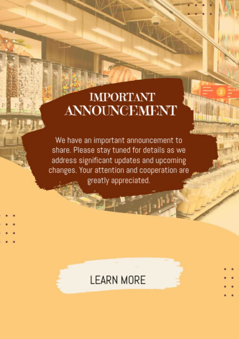 Orange Joyful Announcement Template A4 | PosterMyWall