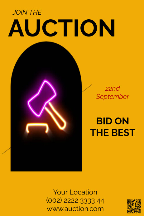 Orange Joyful Auction Poster Template | PosterMyWall
