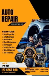Orange Joyful Auto Repair Service  Tabloid template
